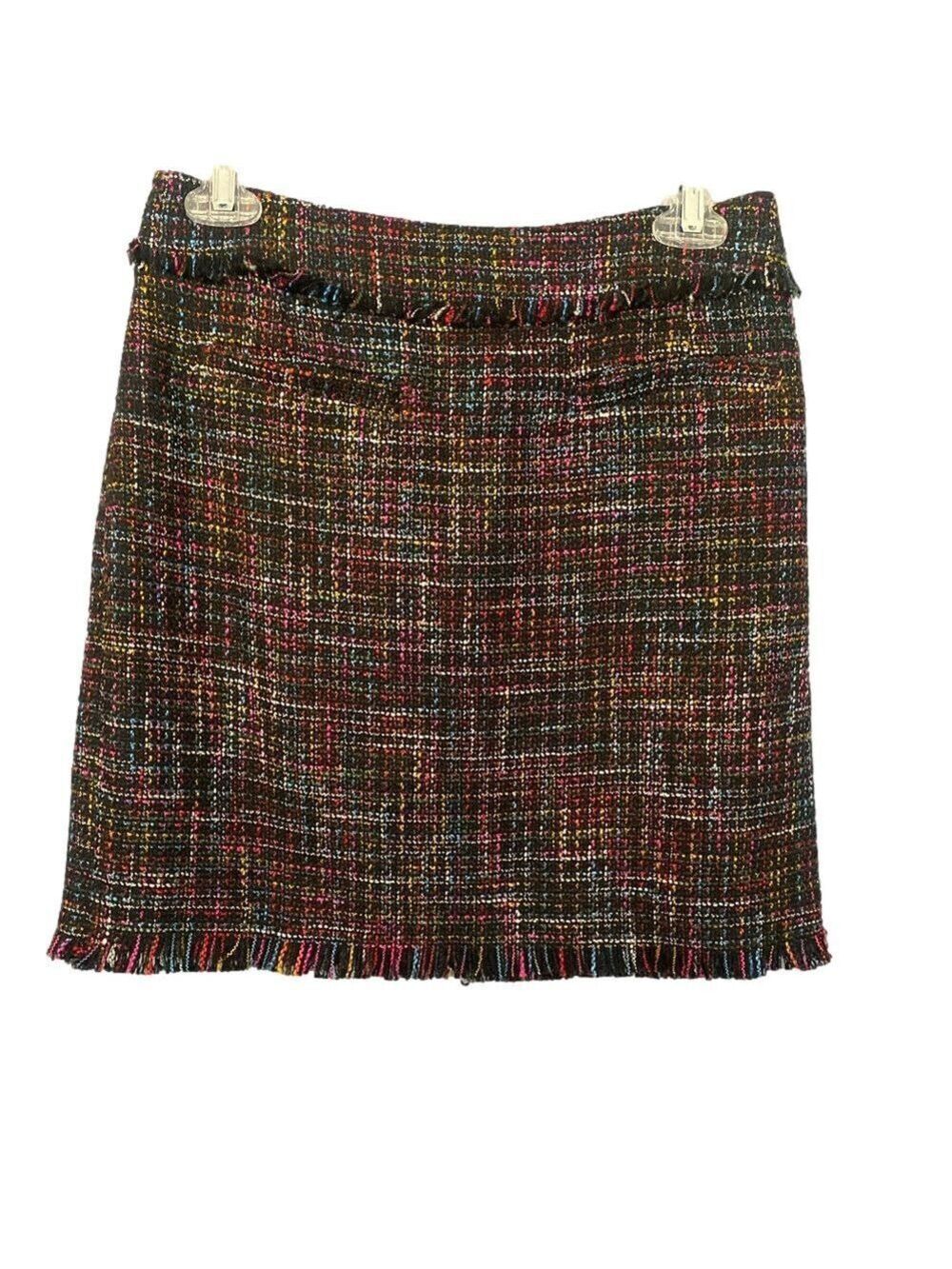 H&M Colorful Tweed Mini Skirt Lined Career Preppy Size 8